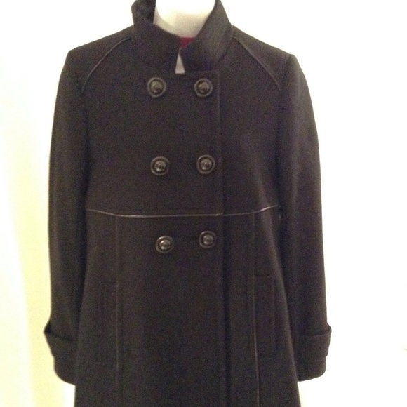 Jackets & Blazers - Last Chance for this COAT VIA BLACK WOOL PEA COAT A-LINE DOUBLE BREASTED 6